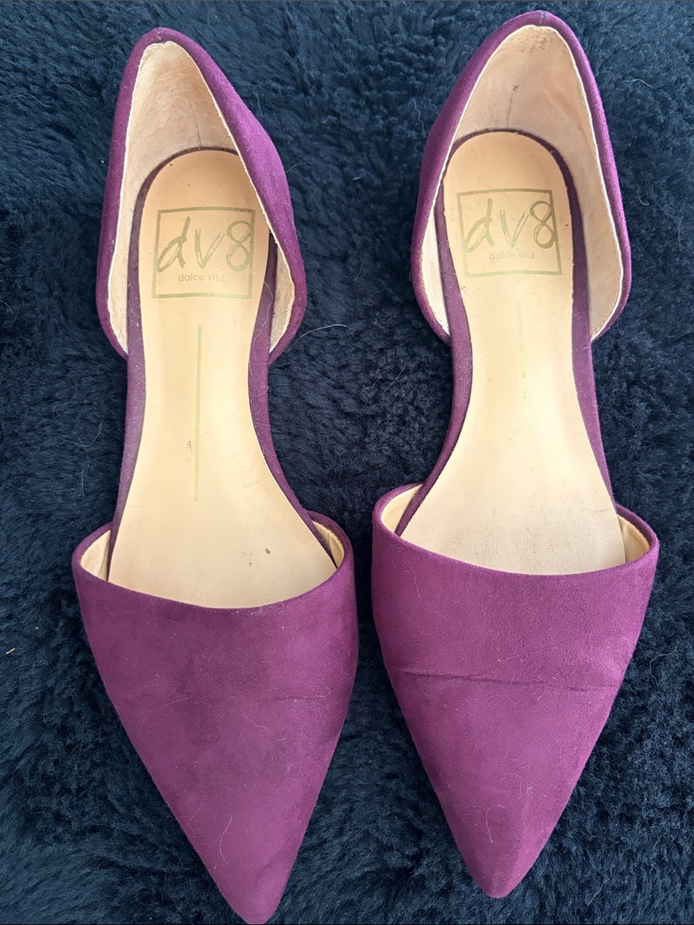 Dolce Vita Burgundy / Plum Suede d'Orsay Pointed Toe Flats - Picture 4 of 4